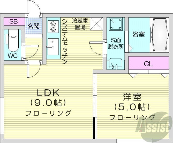 札幌市白石区栄通のマンションの間取り