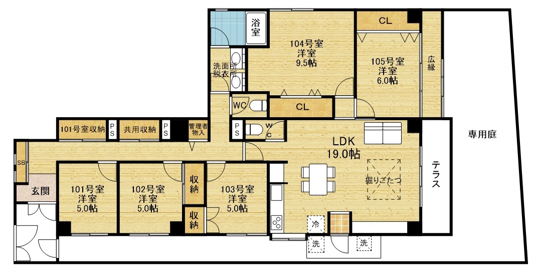 エール阿倍野元町Shareの間取り