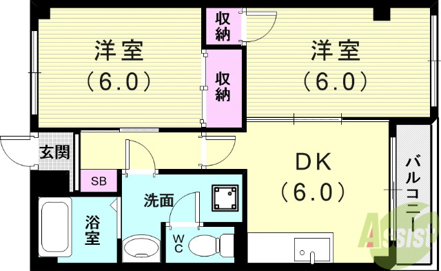 神戸市垂水区向陽のマンションの間取り