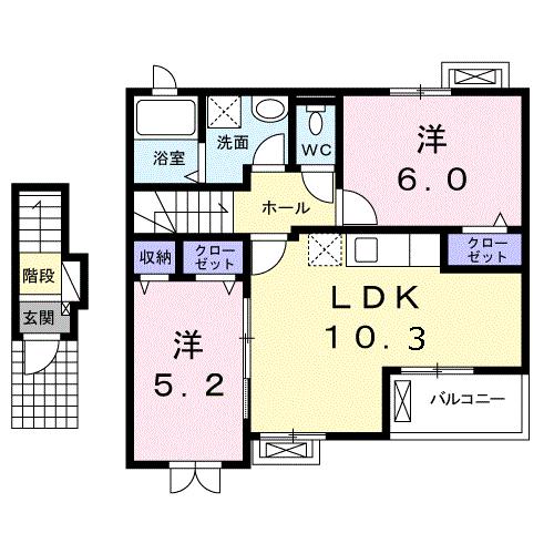 静岡県浜松市中央区神田町（アパート）の賃貸物件の間取り