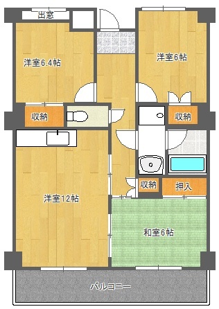 吹田市山田市場のマンションの間取り