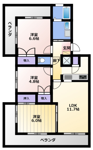 レイクパレス中村A棟の間取り