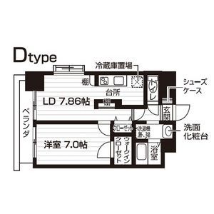 仙台市宮城野区小田原弓ノ町のマンションの間取り