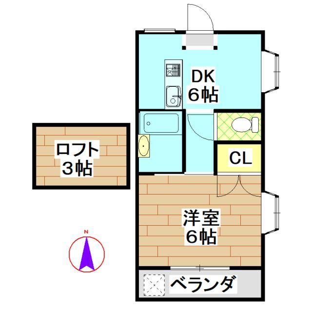 都城市一万城町のアパートの間取り