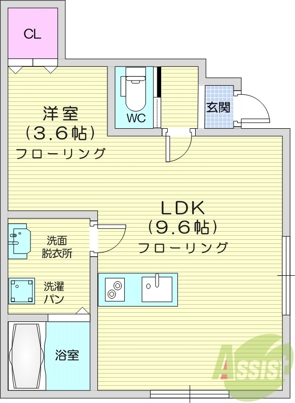 塩竈市佐浦町のアパートの間取り