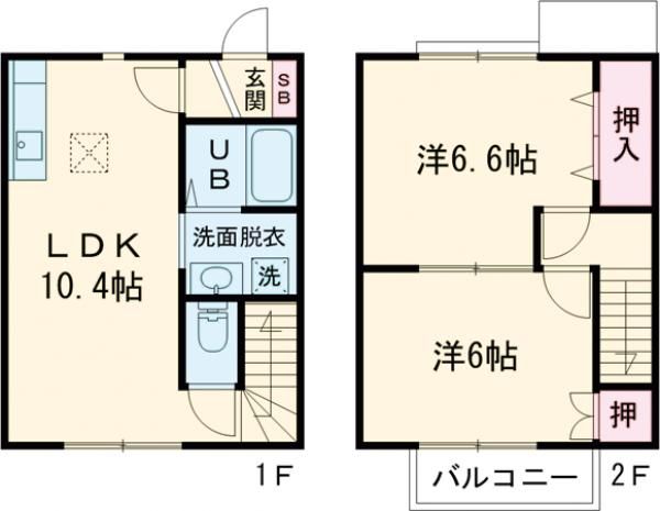 【笠間市石井のアパートの間取り】