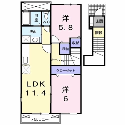 【赤磐市桜が丘東のアパートの間取り】