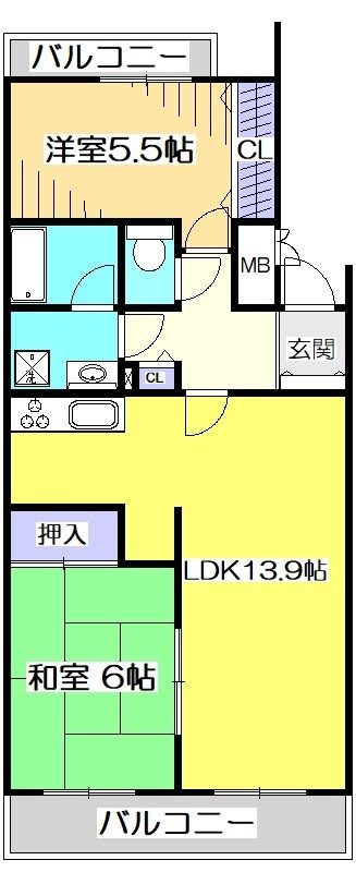 府中市天神町のマンションの間取り