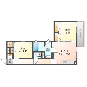 寝屋川市下神田町のアパートの間取り