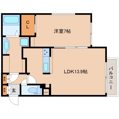 奈良市南城戸町のマンションの間取り