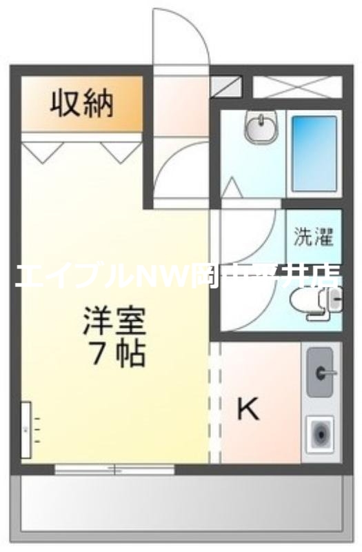 岡山市東区宍甘のアパートの間取り