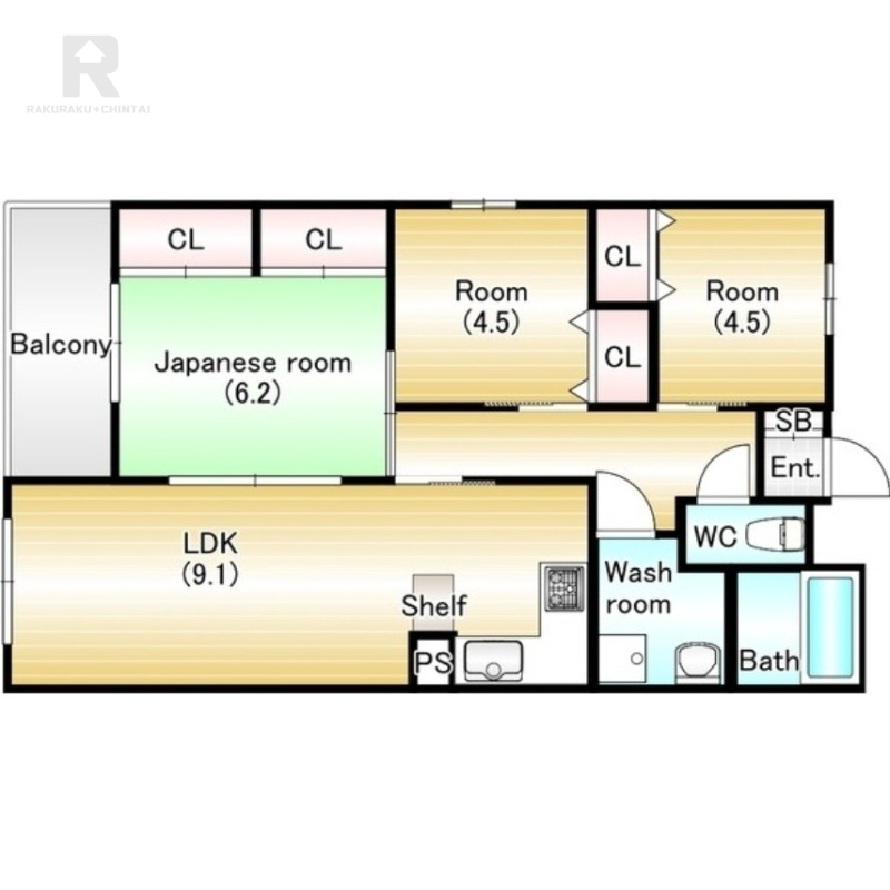 枚方市東中振のマンションの間取り