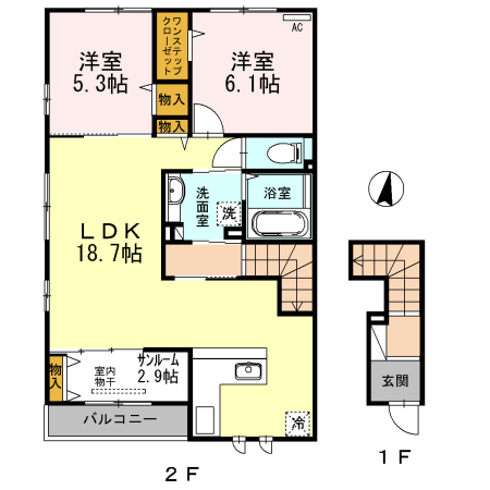 茨木市真砂玉島台のアパートの間取り