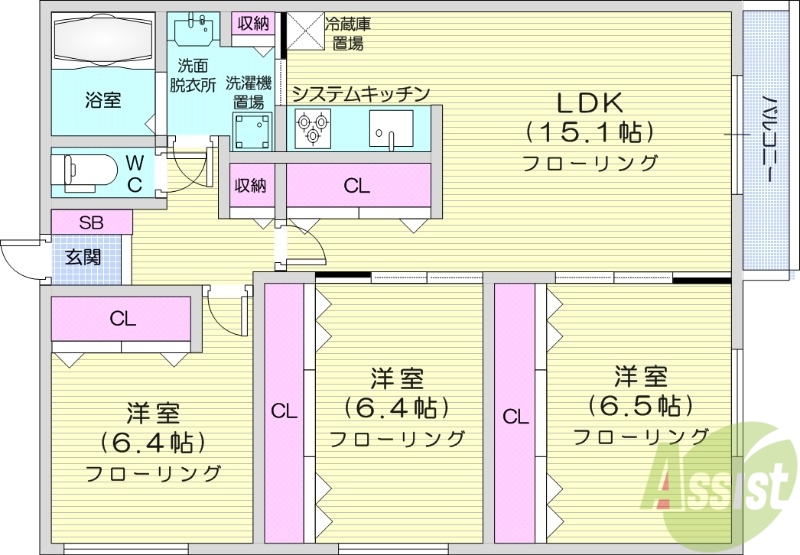 グランメール行啓通の間取り