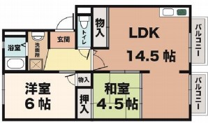 神戸市須磨区白川のマンションの間取り