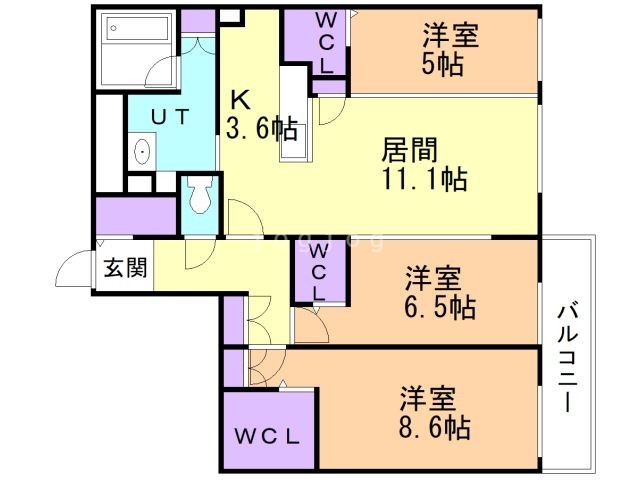 札幌市中央区南十七条西のマンションの間取り