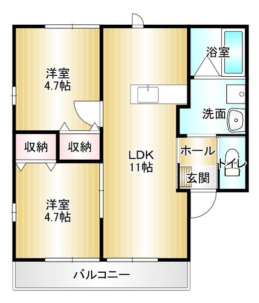 飯塚市西町のアパートの間取り