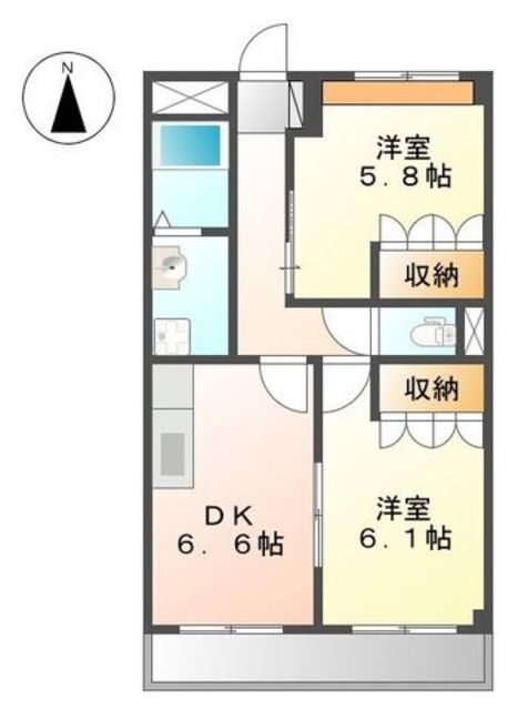 和歌山市坂田のアパートの間取り