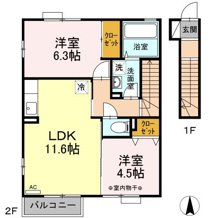 【川崎市麻生区黒川のアパートの間取り】