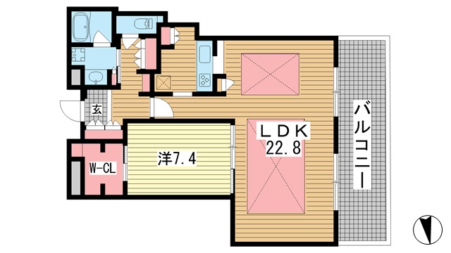 神戸市中央区中山手通のマンションの間取り