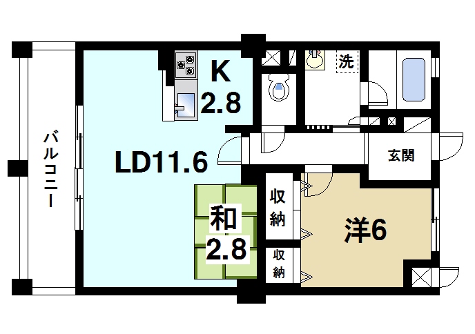 生駒市鹿畑町のマンションの間取り