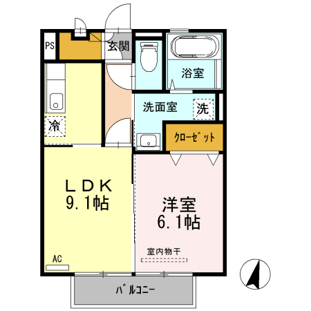 熊本市西区横手のアパートの間取り