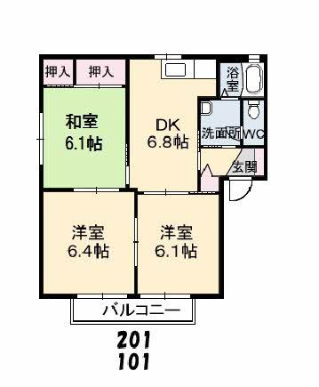 アメニティ朝倉　Ａ棟の間取り