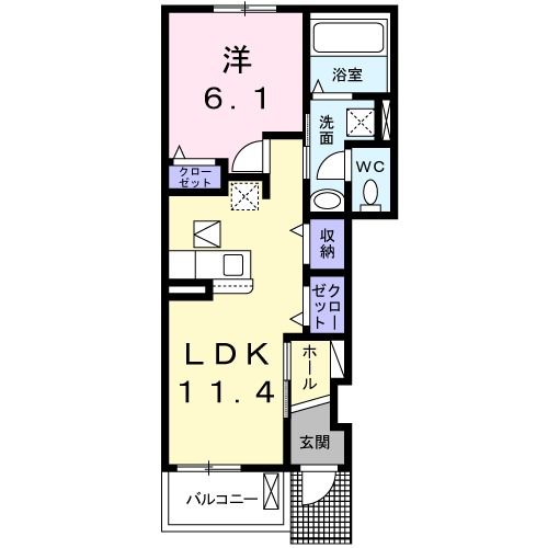 大和高田市大字市場のアパートの間取り