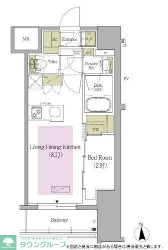 新宿区早稲田鶴巻町のマンションの間取り