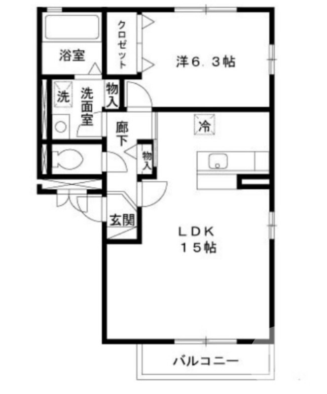 堺市北区黒土町のアパートの間取り