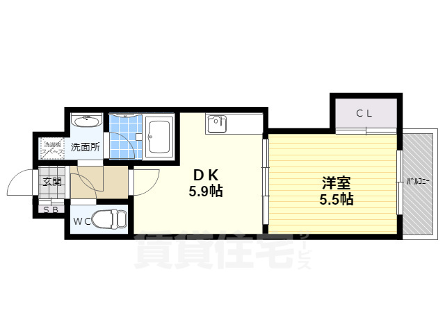 京都市上京区十四軒町のマンションの間取り