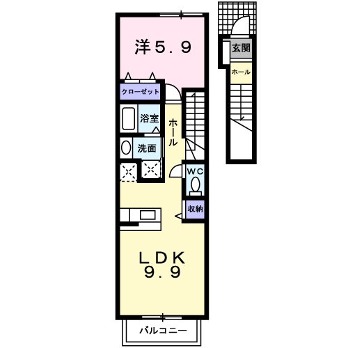 薩摩川内市東大小路町のアパートの間取り