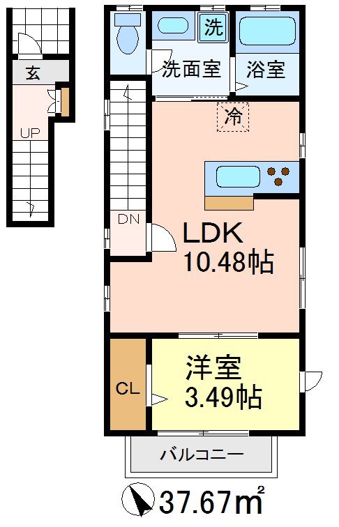 東京都世田谷区経堂３（アパート）の賃貸物件の間取り