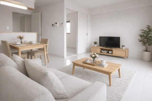 居室・リビング　家具はＡＩで生成しています。