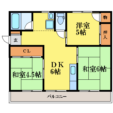 徳島県徳島市津田西町１（マンション）の賃貸物件の間取り