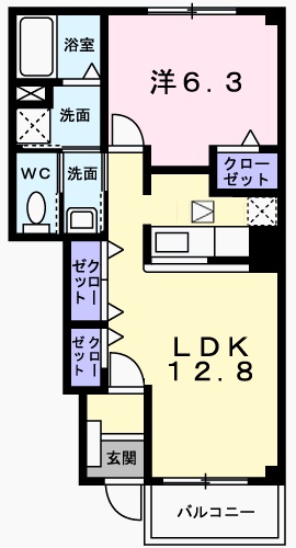 姫路市広畑区西蒲田のアパートの間取り