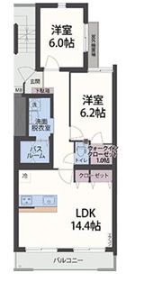 三島市加茂川町のマンションの間取り