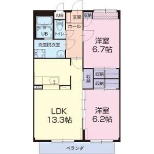 西尾市富山のアパートの間取り