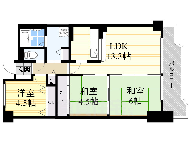 豊中市上新田のマンションの間取り