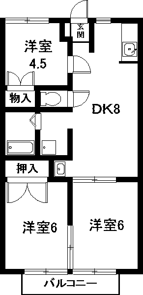 名古屋市中川区万場のアパートの間取り