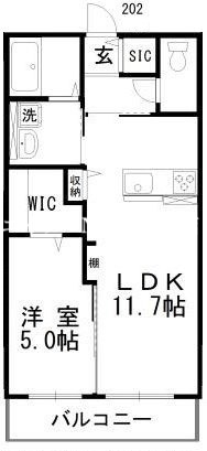 岡山市中区山崎のアパートの間取り