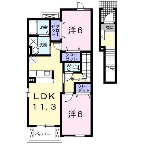 鹿児島市岡之原町のアパートの間取り