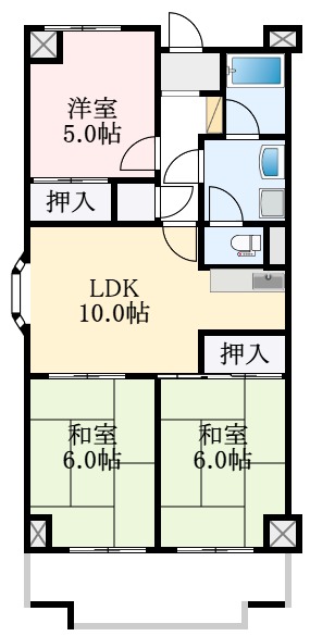 富田林市川面町のマンションの間取り