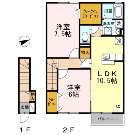 ローズコートヤマサ　B棟の間取り