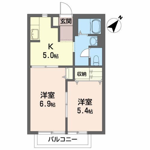 郡山市日和田町のアパートの間取り