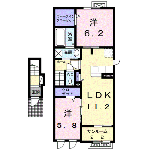 富山市一本木のアパートの間取り