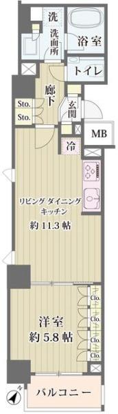 新宿区払方町のマンションの間取り