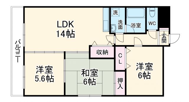 各務原市那加日新町のマンションの間取り