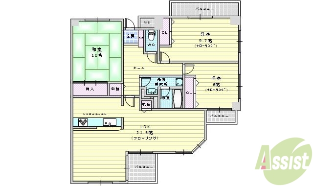 コート北千里Ｂ棟の間取り