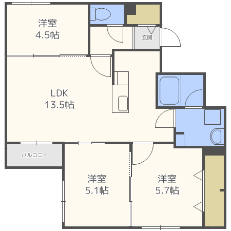 【アルテ・ファシオ山鼻の間取り】